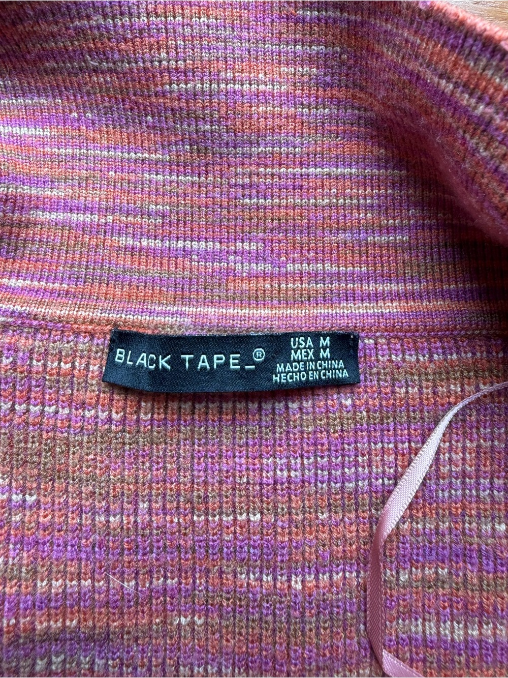 Black Tape Space Dye Ribbed Button Front Sweater Dress Pink Purple Y2K - Picture 7 of 9